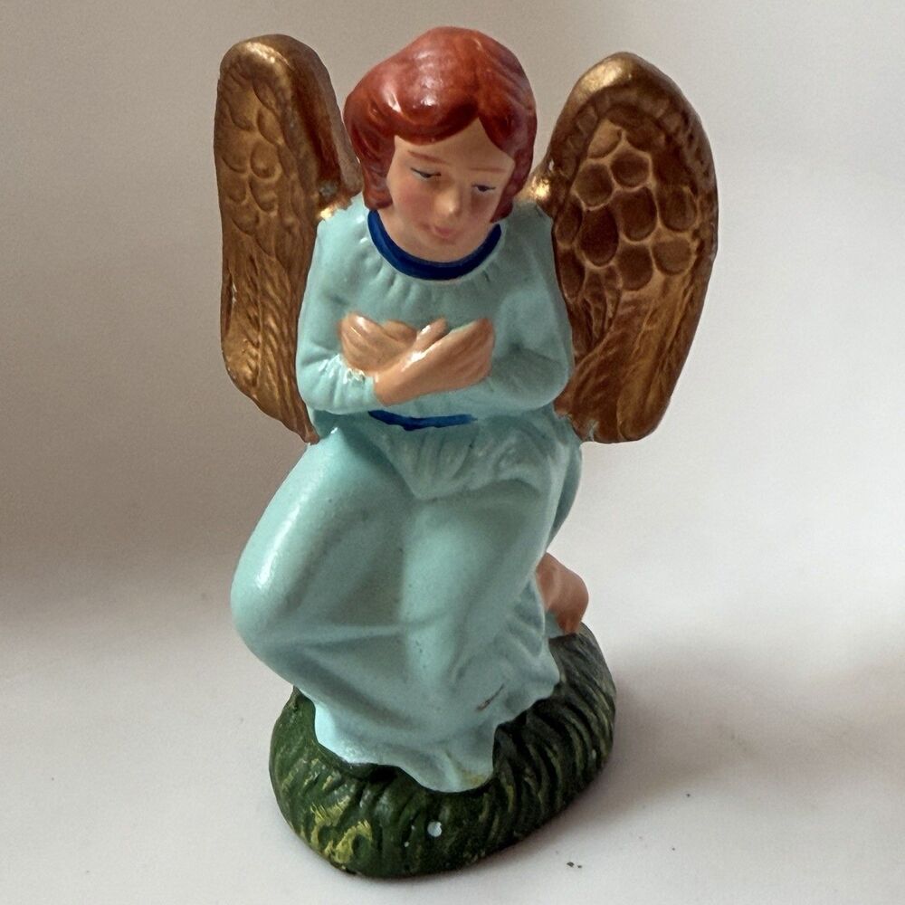 Vintage Japan Nativity Angle Figurine 3 3/4 in Hand Painted Christmas Decor